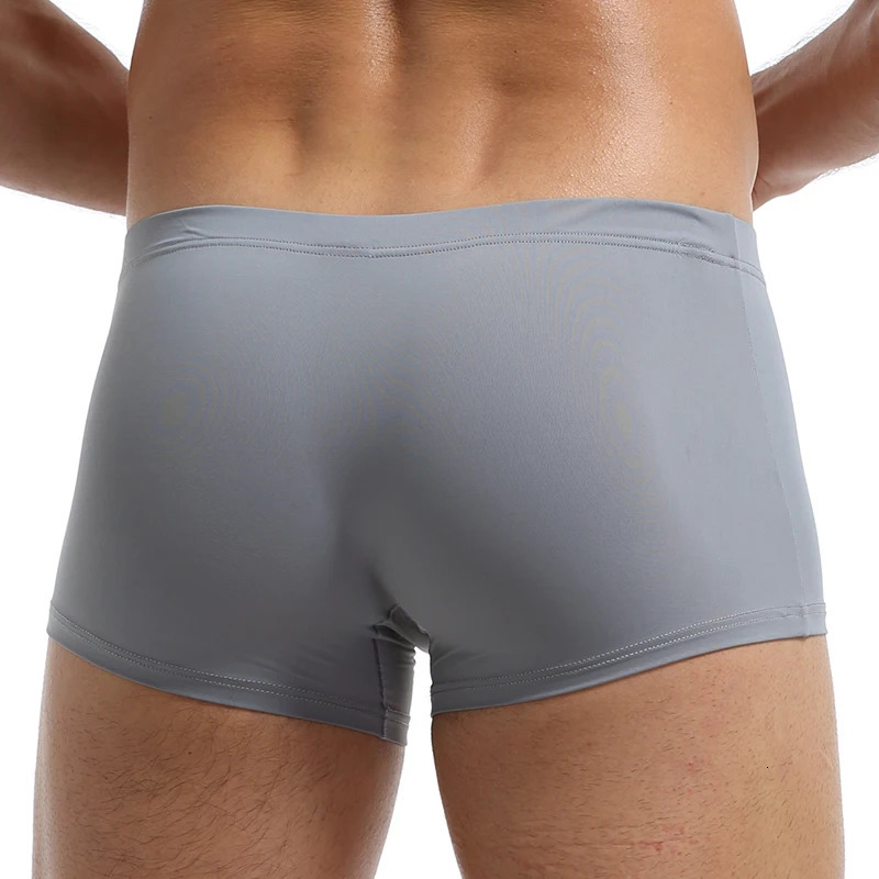 Mens Ice Silk Boxing Breathable Underwear Ultra Thin Shorts Sexy 250417