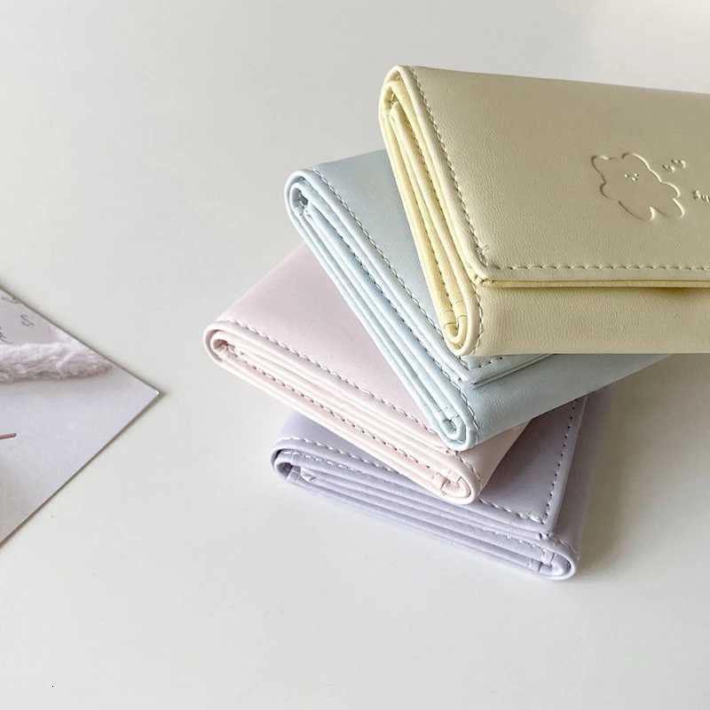 Women Cute Bear Wallets Triple Multi Functional Short Wallets Fold Card Holder Coin Purse Ladies Card Bag Clip Cartoon BagsT251119