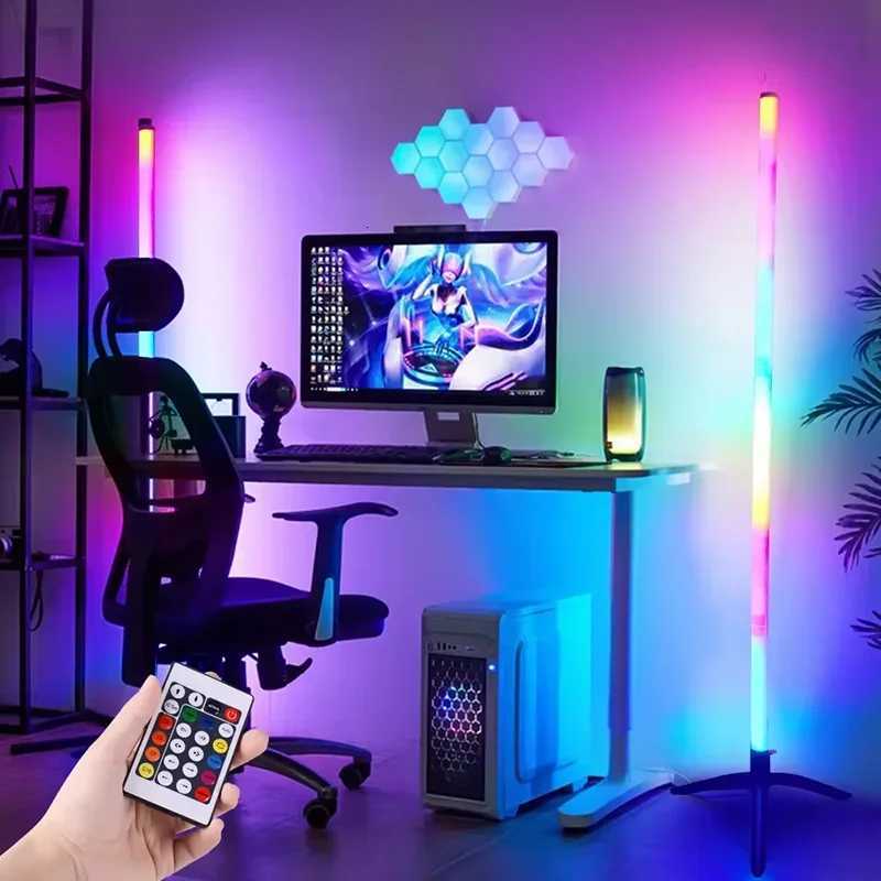 App Controlled RGB Corner Floor Lamp Musical Dimmable for Party Wedding Holiday Events Decoration M251119