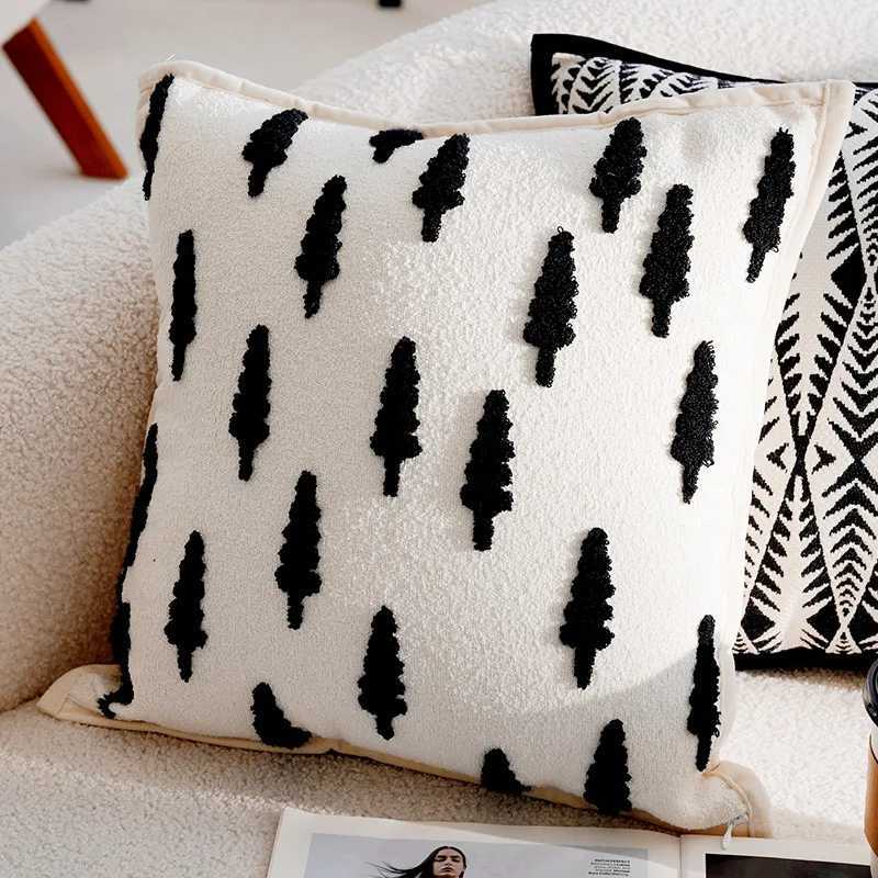 30x50/45x45cm French Forest Black and White Checkerboard Throw Cover Sofa Living Room Cushion Cover Couch caseM251119