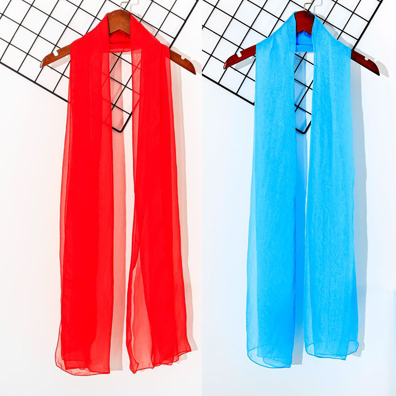 K442 Summer solid color silk scarf big red scarf thin chiffon long scarf female square dance dance silk scarf new