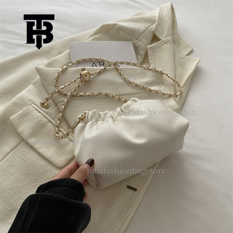 TB BHULAMTE Designer Texture Chain Wrinkle Women's Cloud Bag Luxury Handbag Summer New Lychee Pattern Single Shoulder Bucket Bag