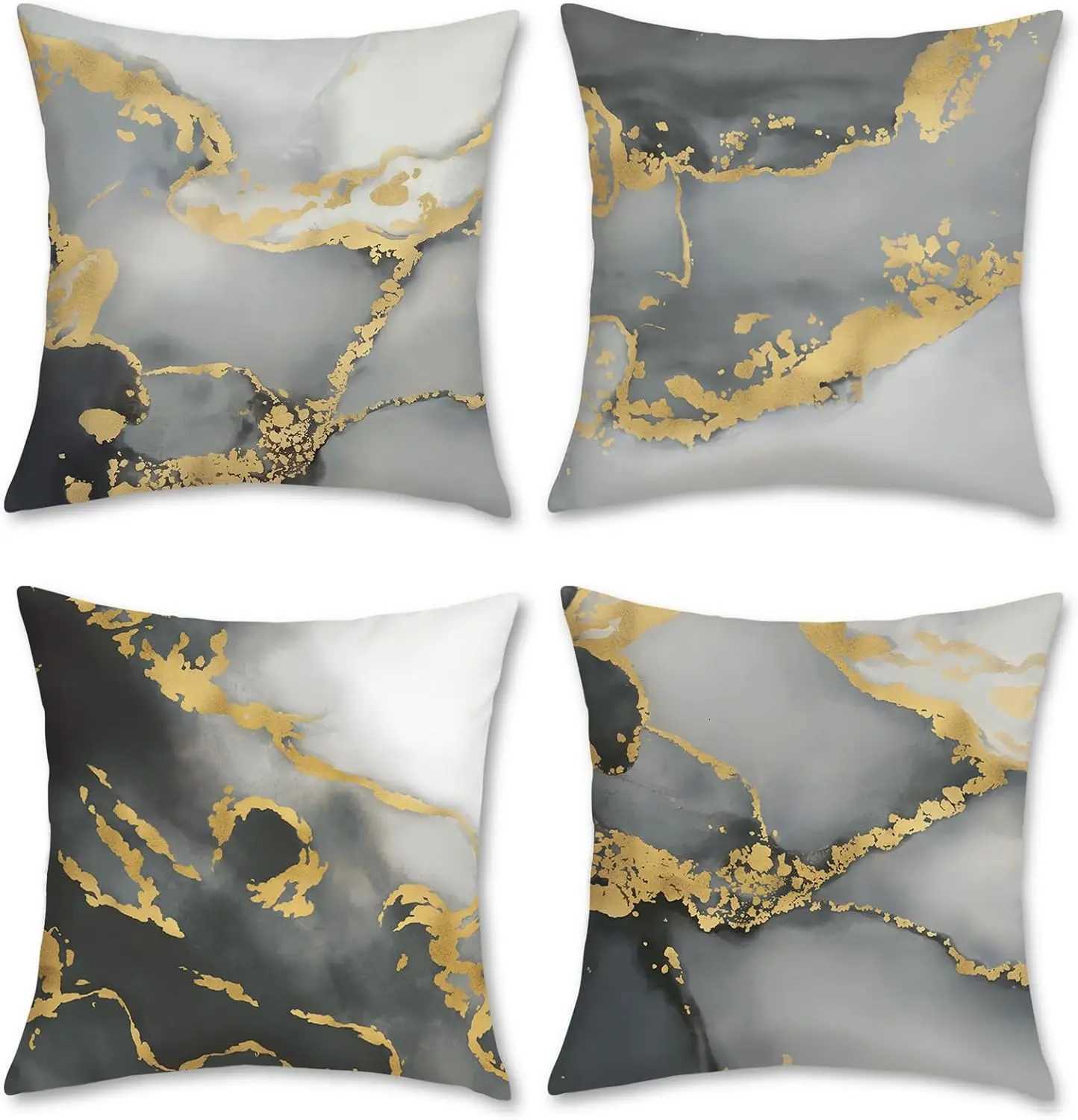 Marble Grey Black Gold Abstract Art Velvet Soft Decorative Cushion Cover Throw Cases for Sofa Bedroom Living Room HomeM251119
