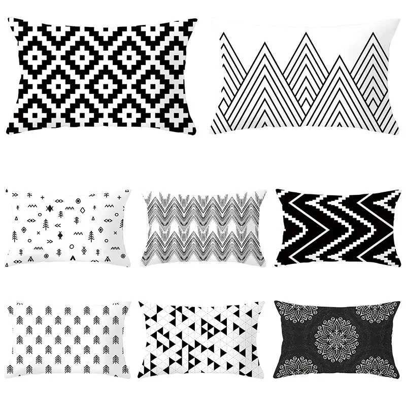 Black White Cushion Cover Home Decor case Geometric PatternM251119
