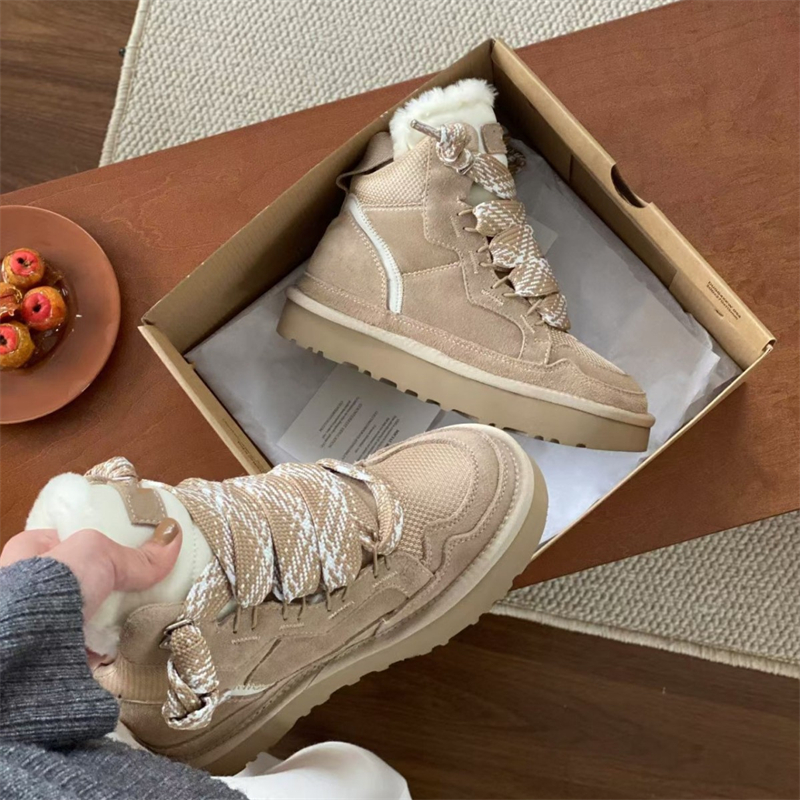 Free shipping Designer Boots 2025 Autumn Winter New Soft Thick Bottom Thickened Warm High Top Shoes Snow Boots for Women sand color