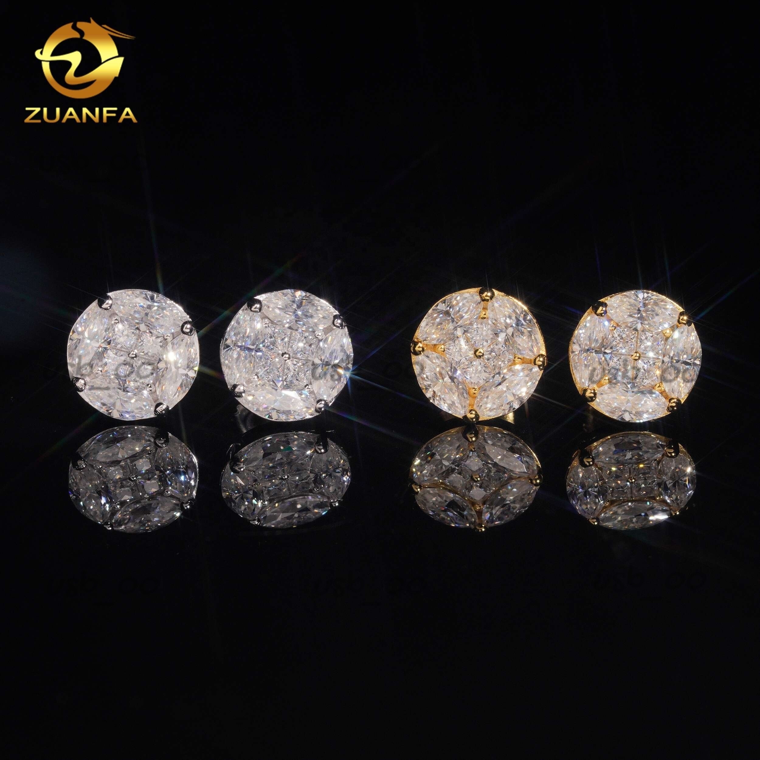 Fine Jewelry Pass Diamond Tester 925 Sterling Silver Hip Hop Iced Out Moissanite Mens Earrings