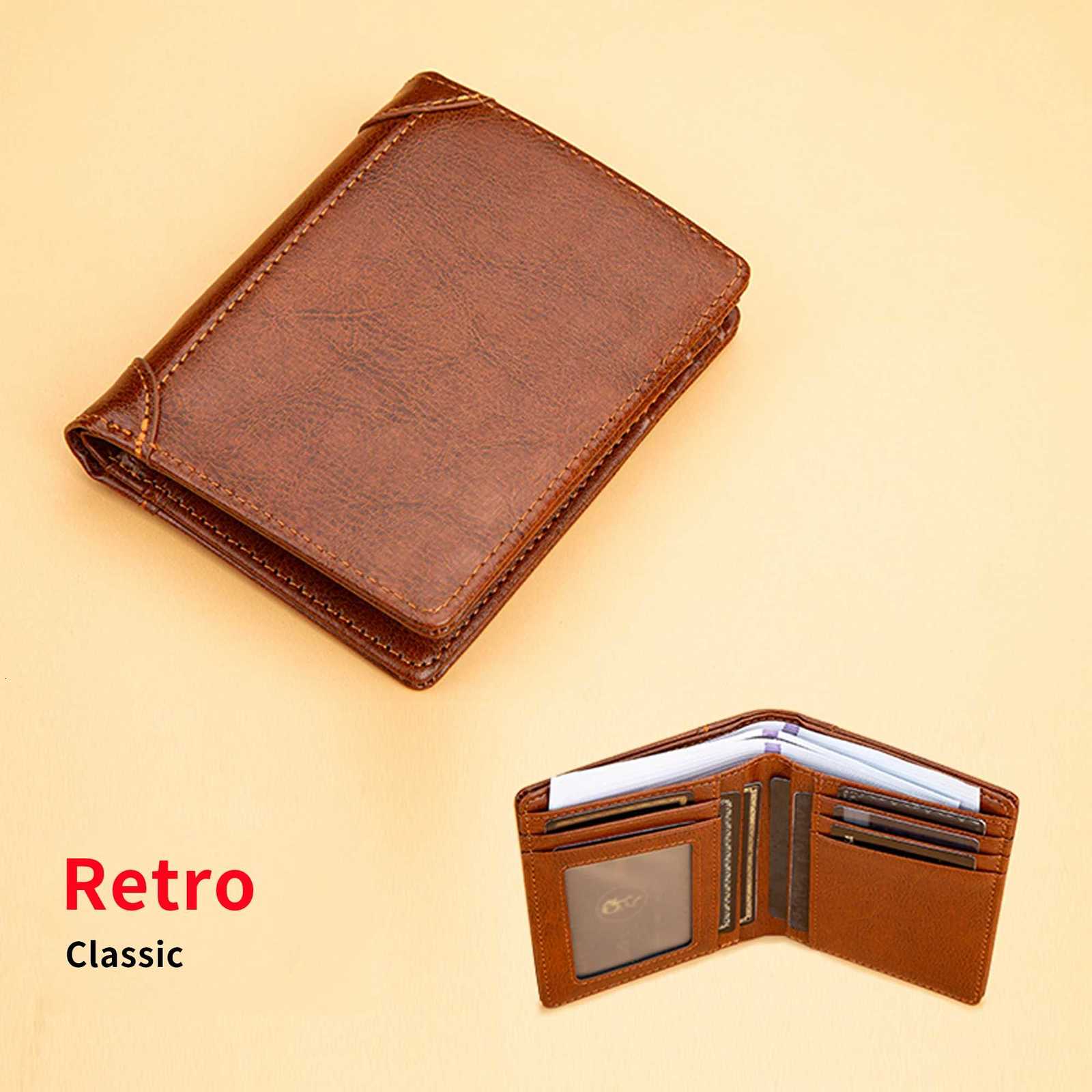 Mens British Casual Style Short Wallet Credit Card Holder PU Leather Bifold Mens WalletT251119