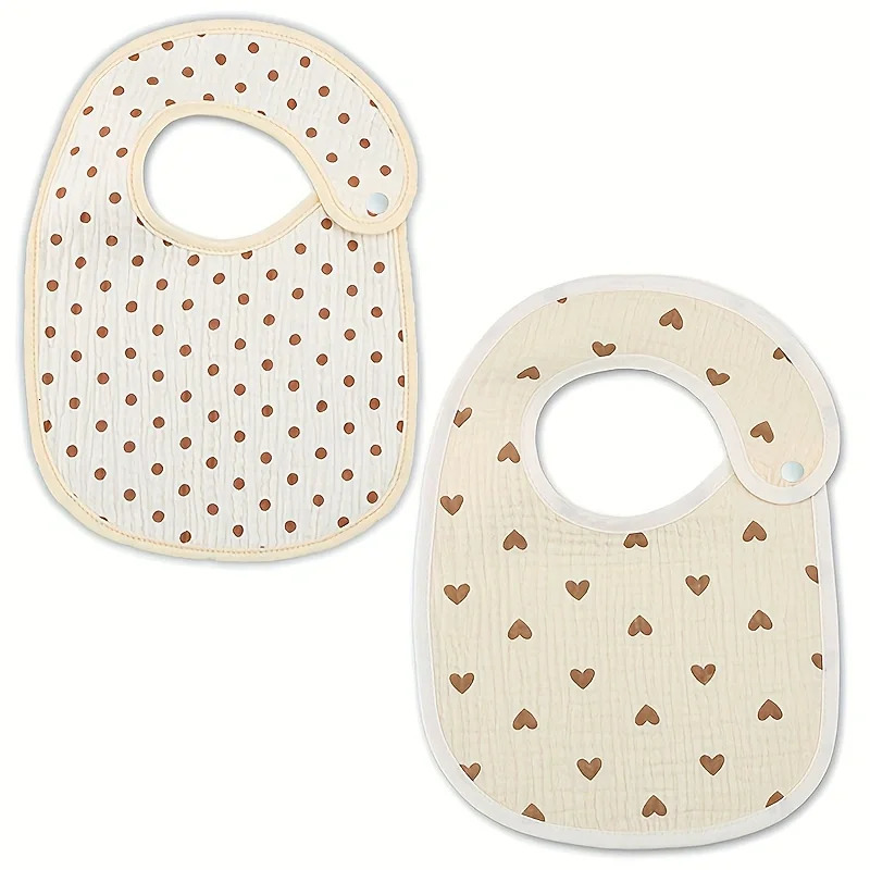 2 pieces of born baby cotton Gaozi bib waterproof boy and girl Bopu clothing printed scarf toddler Saliva towel feeding items 250414z