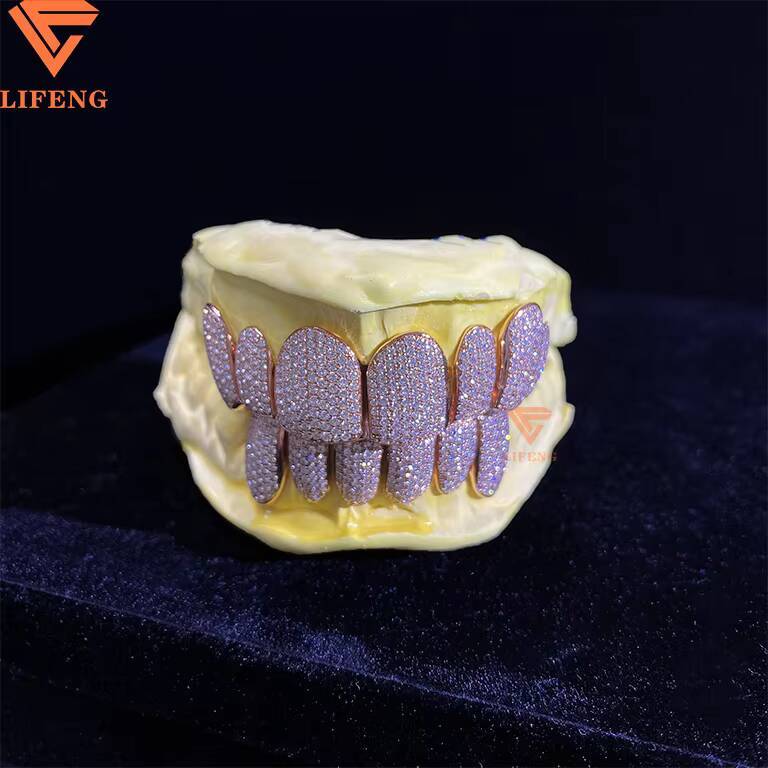 Custom 925 Sliver Rose Gold VVS Moissanite Grillz Iced Out High Quality Hip Hop Jewelry Grillz Teeth Diamond Moissanite Grillz