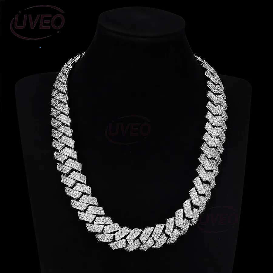 Hip Hop Rapper Mossanite Necklace Jewelry Vvs Sterg Sier 20mm Black Dia Moissanite Cuban k Chain