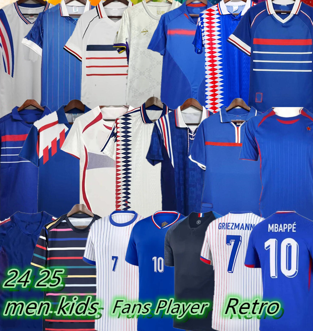 84 86 88 90 96 00 02 04 06 Frenchs Retro Soccer jerseys classic 1998 1982 ZIDANE PAVARD KIMPEMBE KANTE MBAPPE GIROUD GRIEZMANN 2024 2025 french men Football shirts 100th