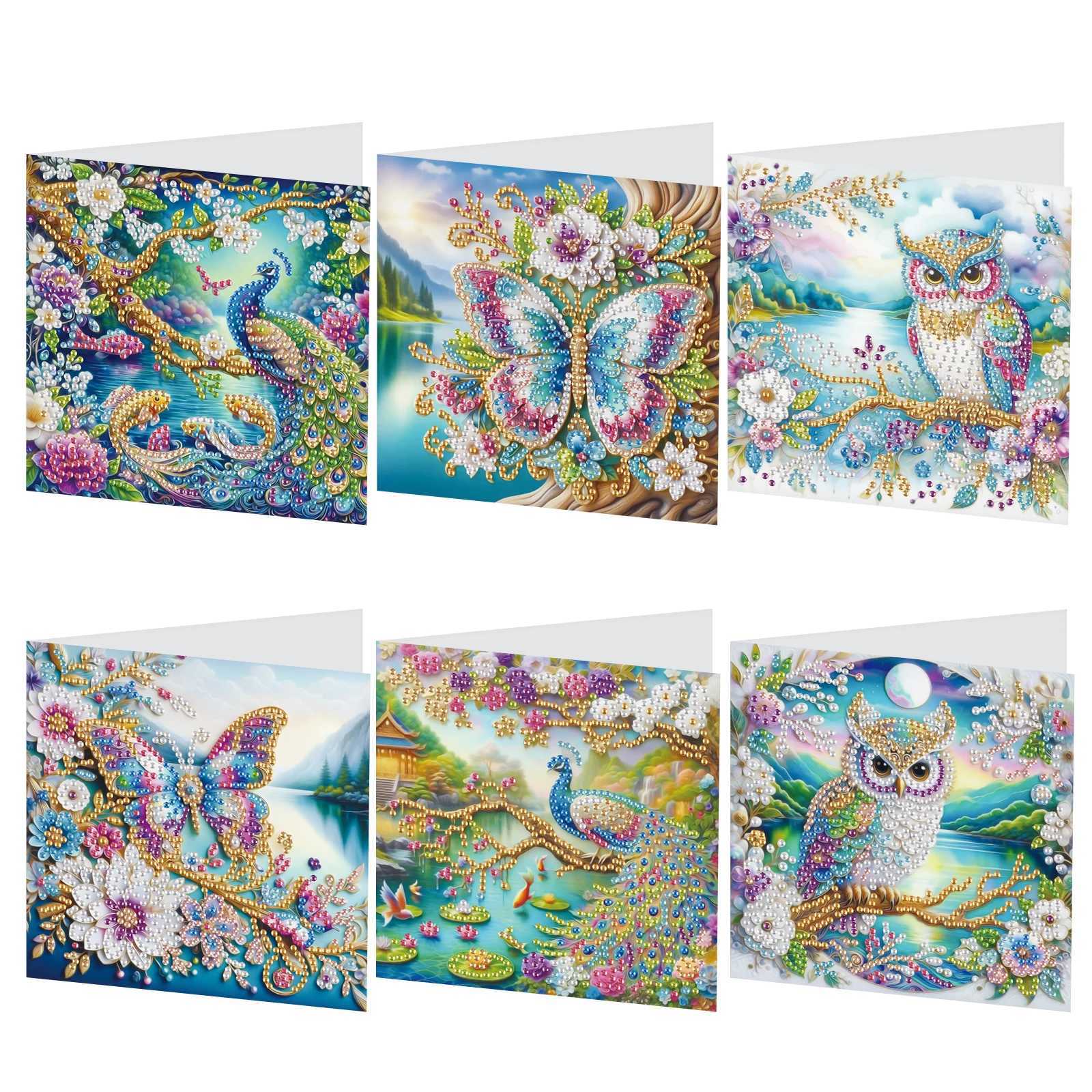 6Pcs Diamond Painting Greeting Cards KitDIY Colorful animals Handmade Festival Greeting Diamond Art Birthday Creative Cards G251119