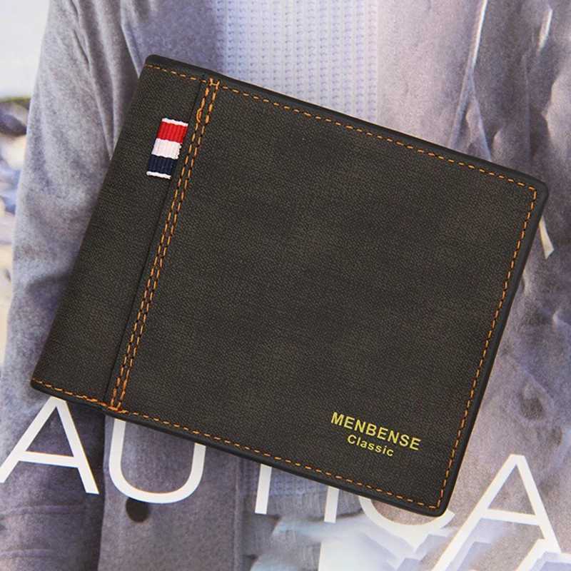 Simple Mens Wallets PU Leather Card Holder Purses for Men Slim Wallet and Handbags with Coin Pocket Male Gift Coffee Money BagsT251119