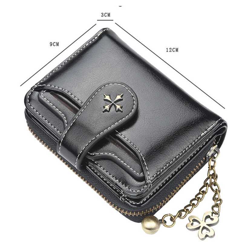 Womens Wallet Oil-Waxed Leather Clutch Small Coin Card Holder New Wallet Fashionable Buckle Zipper WalletT251119