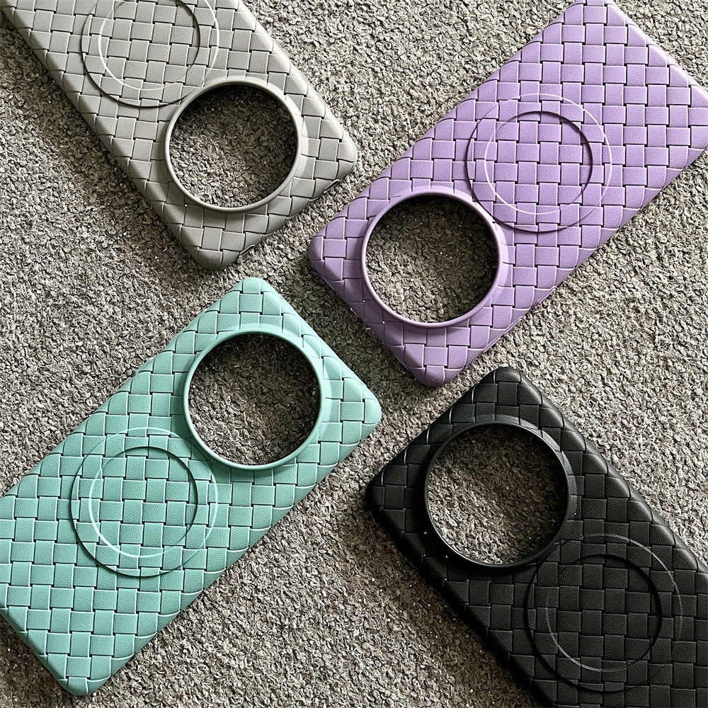 Magnetic Breathable Woven Pattern Phone Case Compatible with iPhone 17/16/15/14 Pro Max Solid Color Protective Case