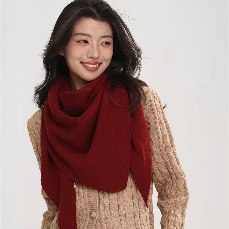 K448 Cross-border new cashmere feel triangle scarf shawl women's Korean version simple outer wear cloak warm scarf long neck