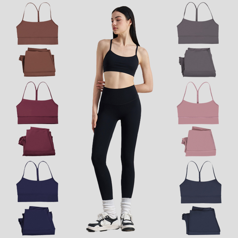 Designer Luluity Lemonics Sets Women luluity lemonics pant 2-Piece Yoga Set Y-Back Sports Bra with Gym Leggings Workout Clothes Sportswear Luluity Lemonics bras