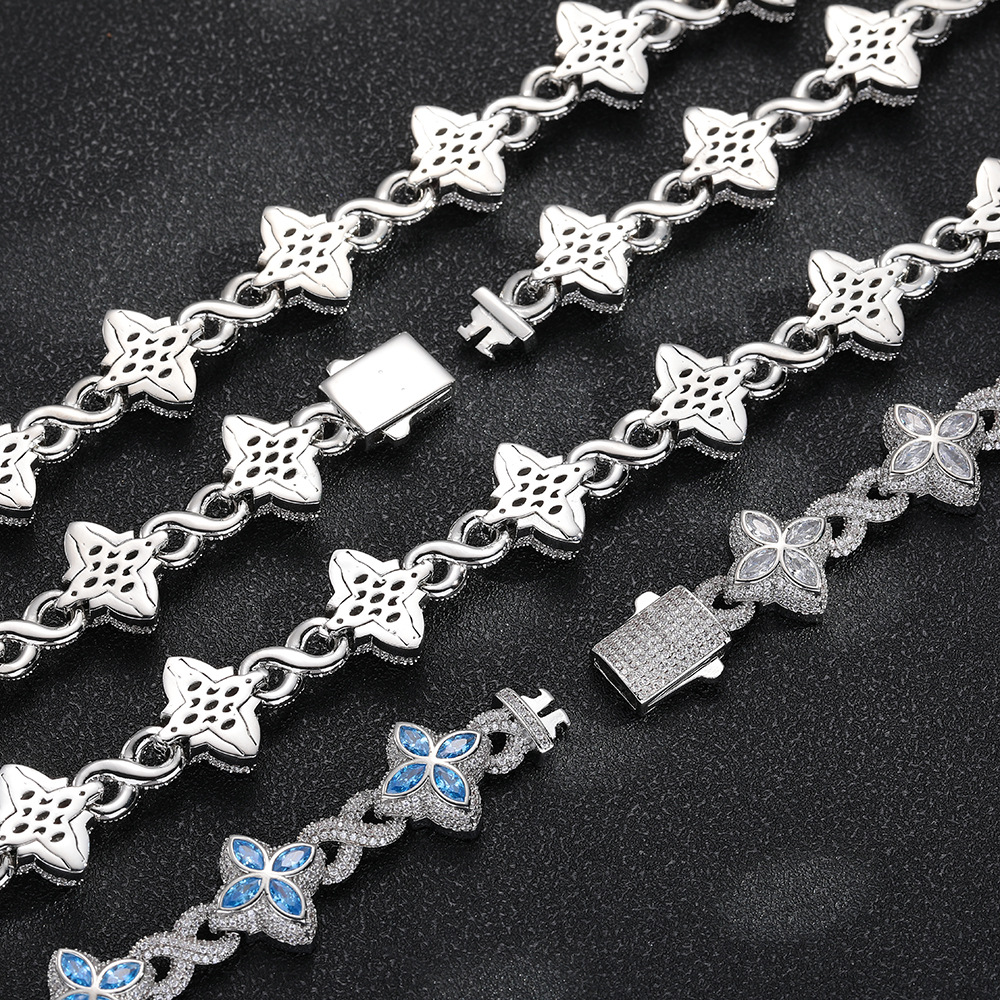 Hip Hop-Inspired Infinite Clovers Bracelet Luxurious Earring Collection by 5A Quality Stones Featuring 5A Zircon Colorful Jewelry Luxury Design