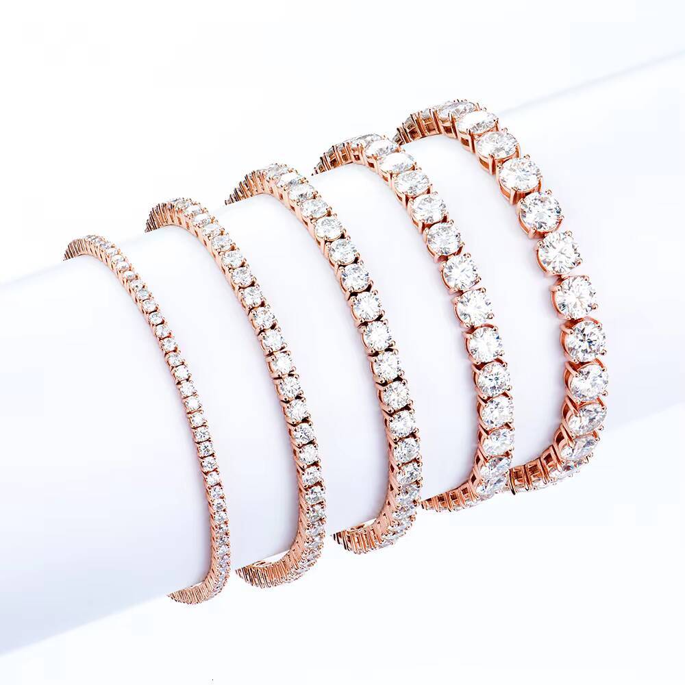 Moissanite Tennis Bracelet Rose Gold Plated 925 Sterling Silver D VVS Pass Diamond Test Hip Hop Trendy for Women Fine Jewelry