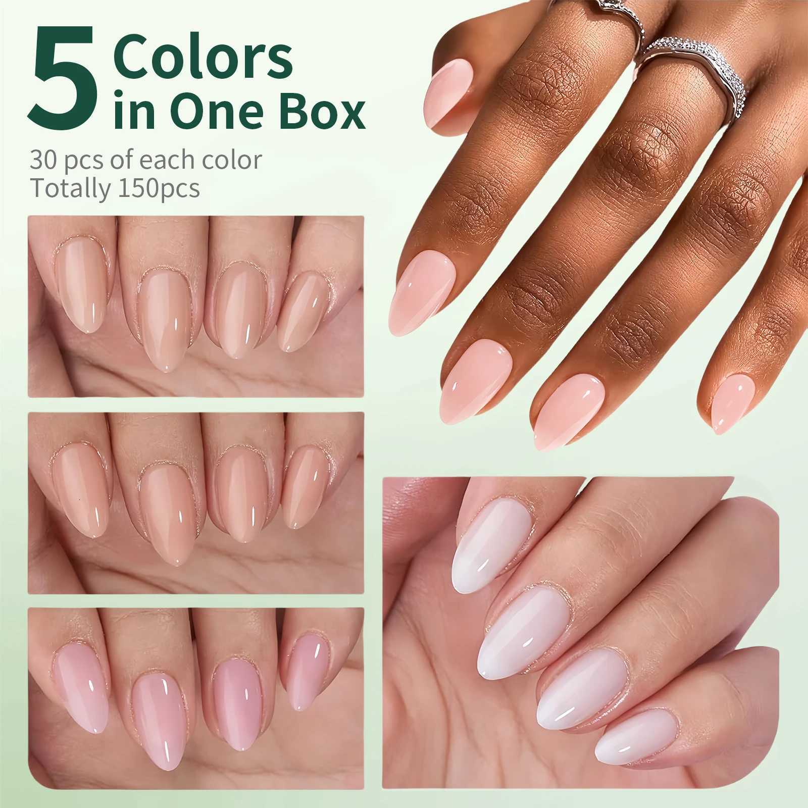 Nailpop Ultra Fit Press On Nails Extra Short/Medium Natural with Base Color Stronger Adhesion Nude Pre-shaped Soft Gel Nail TipsT251118T251119