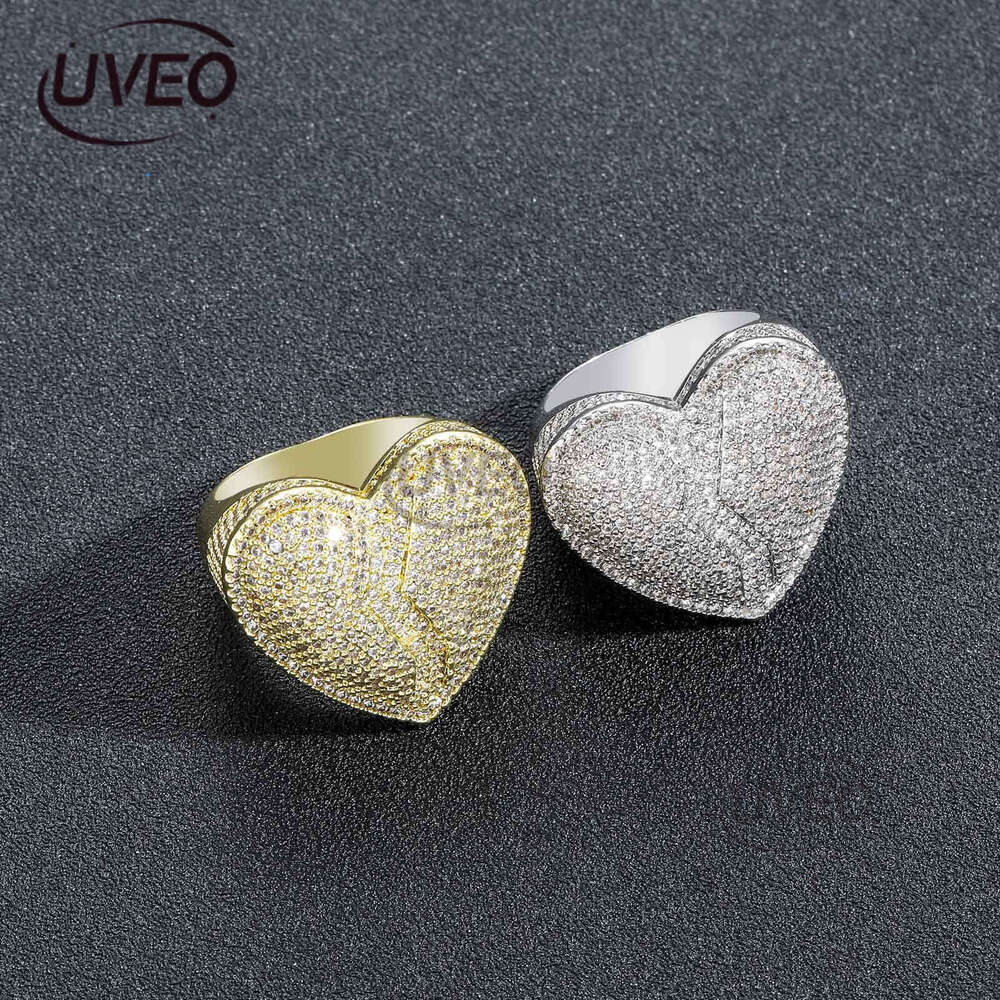 Luxury Designer Heart-Shaped Men Women Hip Hop Ring, Heart-shaped Ice Out VVS Moissanite Ring with free shipping