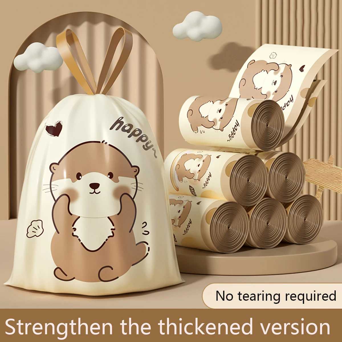 Thickened Non Tear Drawstring Garbage Bag Automatic Hand Closing Kitchen Household Non Fragile Dirty-Resistant Trash Bag C251119