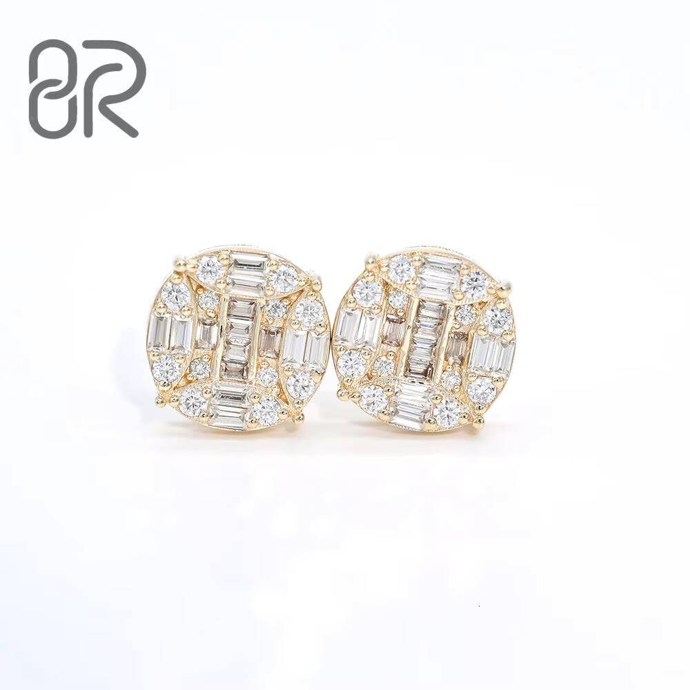 10k 14k 18k Gold Earrings Studs Real Gold Gra Certified Baguette Cut Vvs Moissanite Diamond Gold Earringsqqvvv