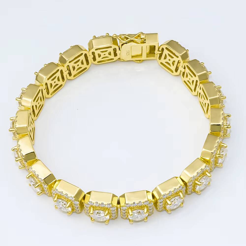 High Grade Polished 925 Sterling Silver 8mm Moissanite Square Cuban Tennis Bracelets HIPHOP Fashion Jewelry for Youngster