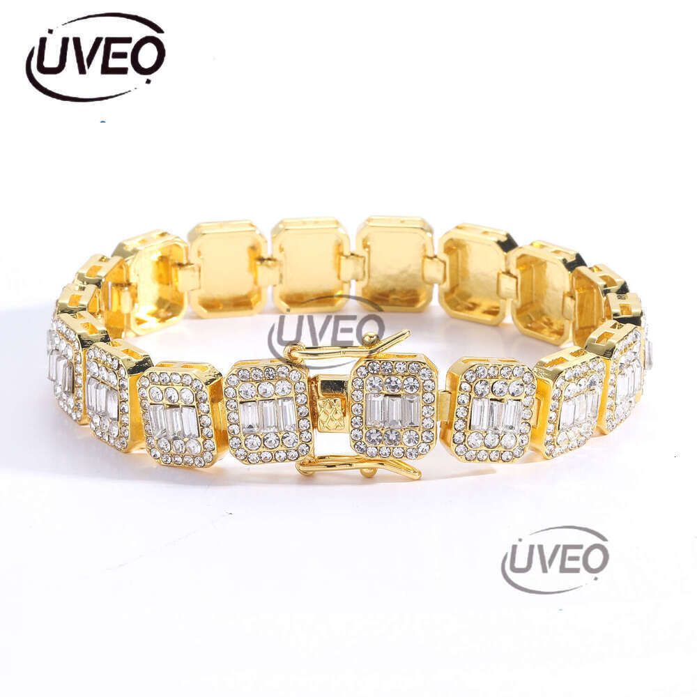 Luxury Hip Hop 13mm square round ice out VVS Moissanite Cuban Chain Bracelet for men and women Free delivery