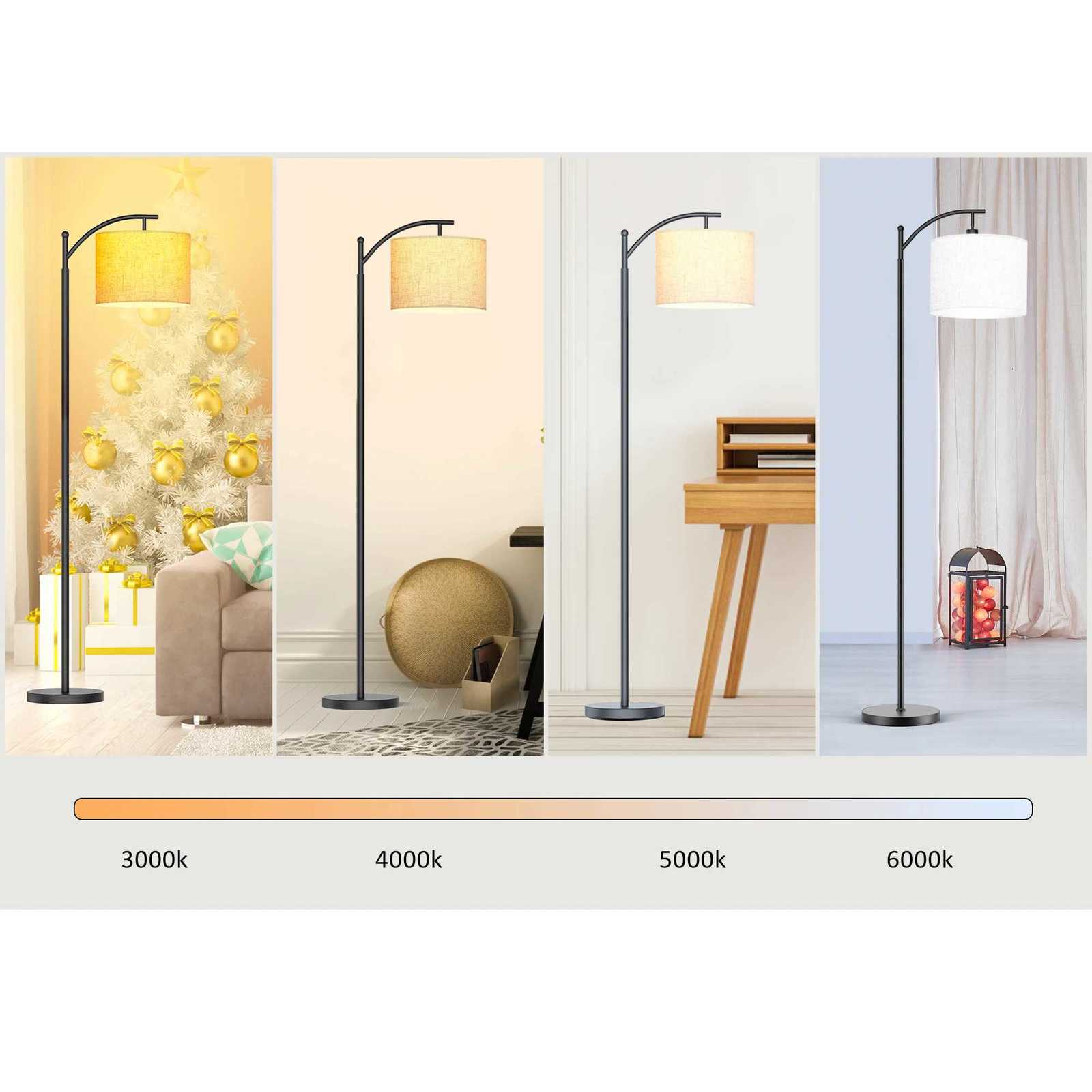62 Arched Floor Lamp with Remote Control and Bulb Included M251119