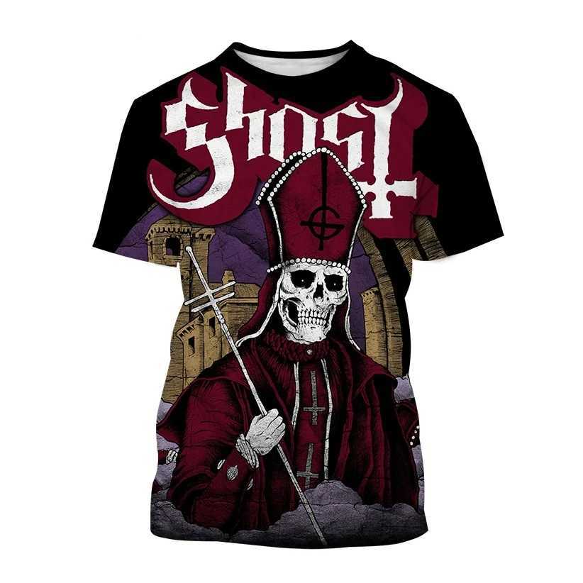 New Ghost Band 3D printed mens T-shirt womens casual fashion street clothing oversized short sleeved T-shirt childrens T-shirt top mens clothingW25041