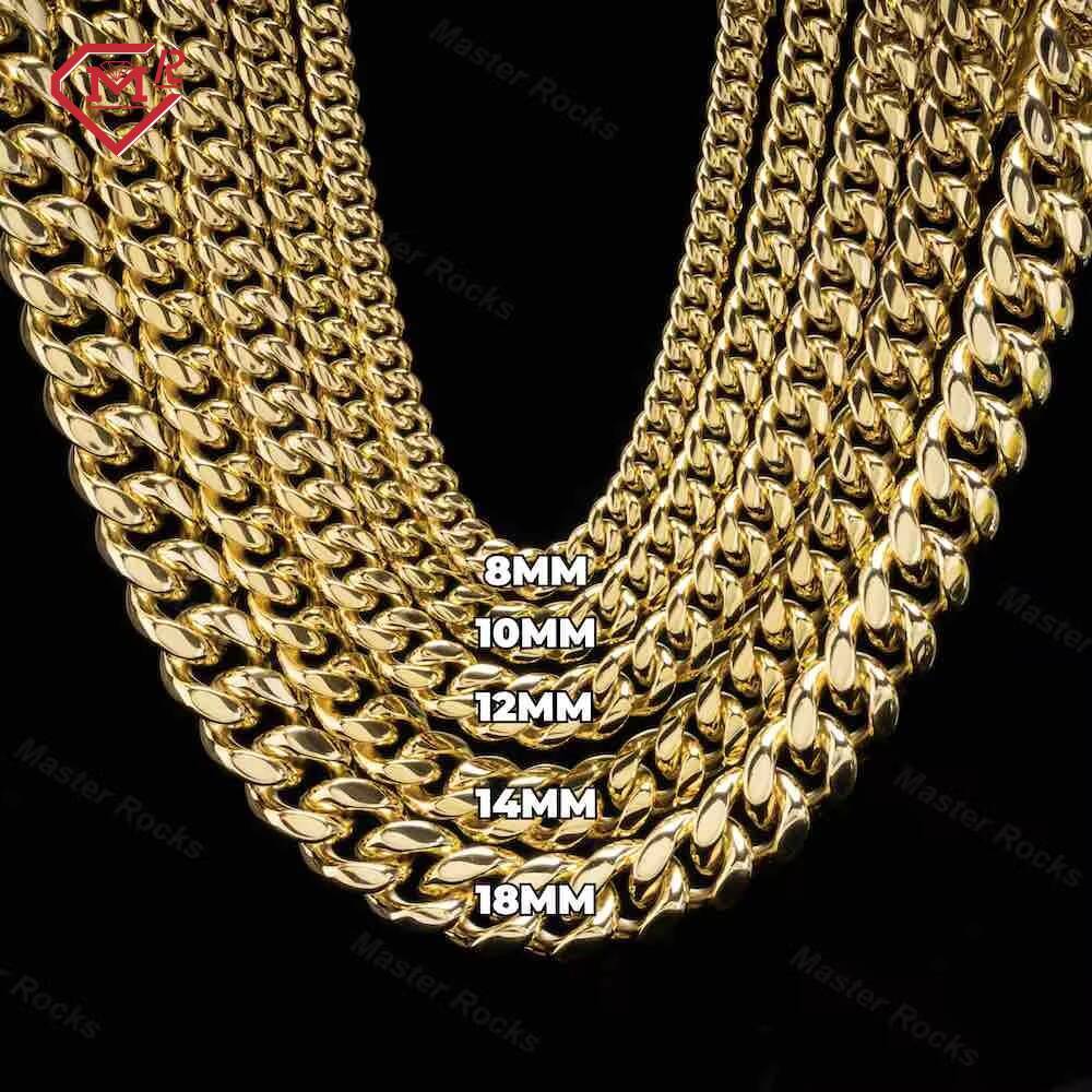 10mm 12mm 14K Gold Plating Cuban Chain High Quality Fashion Hip Hop Miami Cuban Link Chain