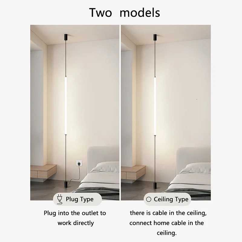 Hanging floor lamp Italy Design Black Long linear pendant light Bedroom Bedside Lamps Modern Hotel Living Room corner floor lamp M251119
