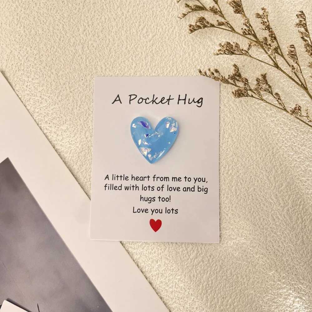 DIY heart pocket hug greeting card mini resin gift pun card write text to each other G251119