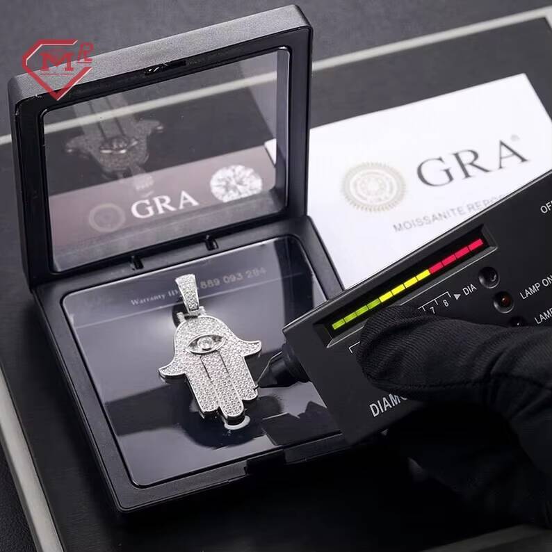 Vvs Iced Out Hamsa Hand Charm Mossanite Pendant 925 Sterling Silver Custom Jewelry Moissanite Pendant