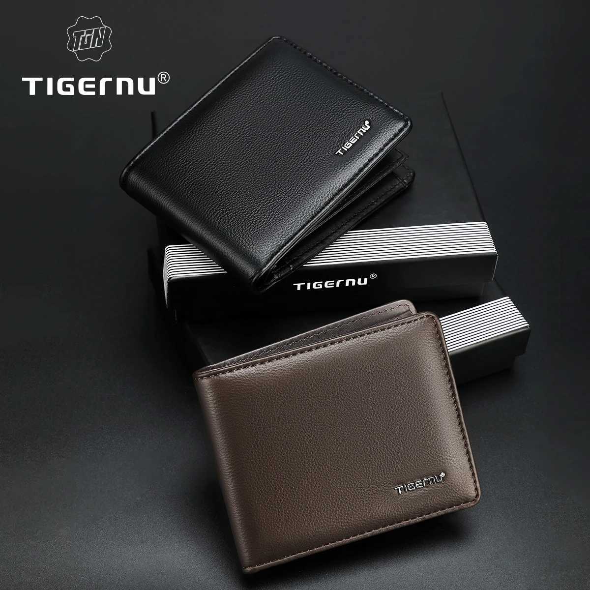 Tigernu Wallets For ManSoft PU Card Wallet RFID Coin Purse Light Card Holder As Gifts Mens Wallets Waterproof Card Bags MiniT251119