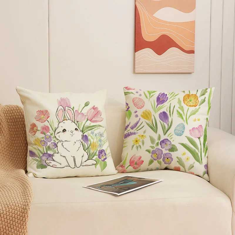 Easter flowers throw covers with digital printing of short plush fabric Car-shaped sofa cushion for office Home decorM251119
