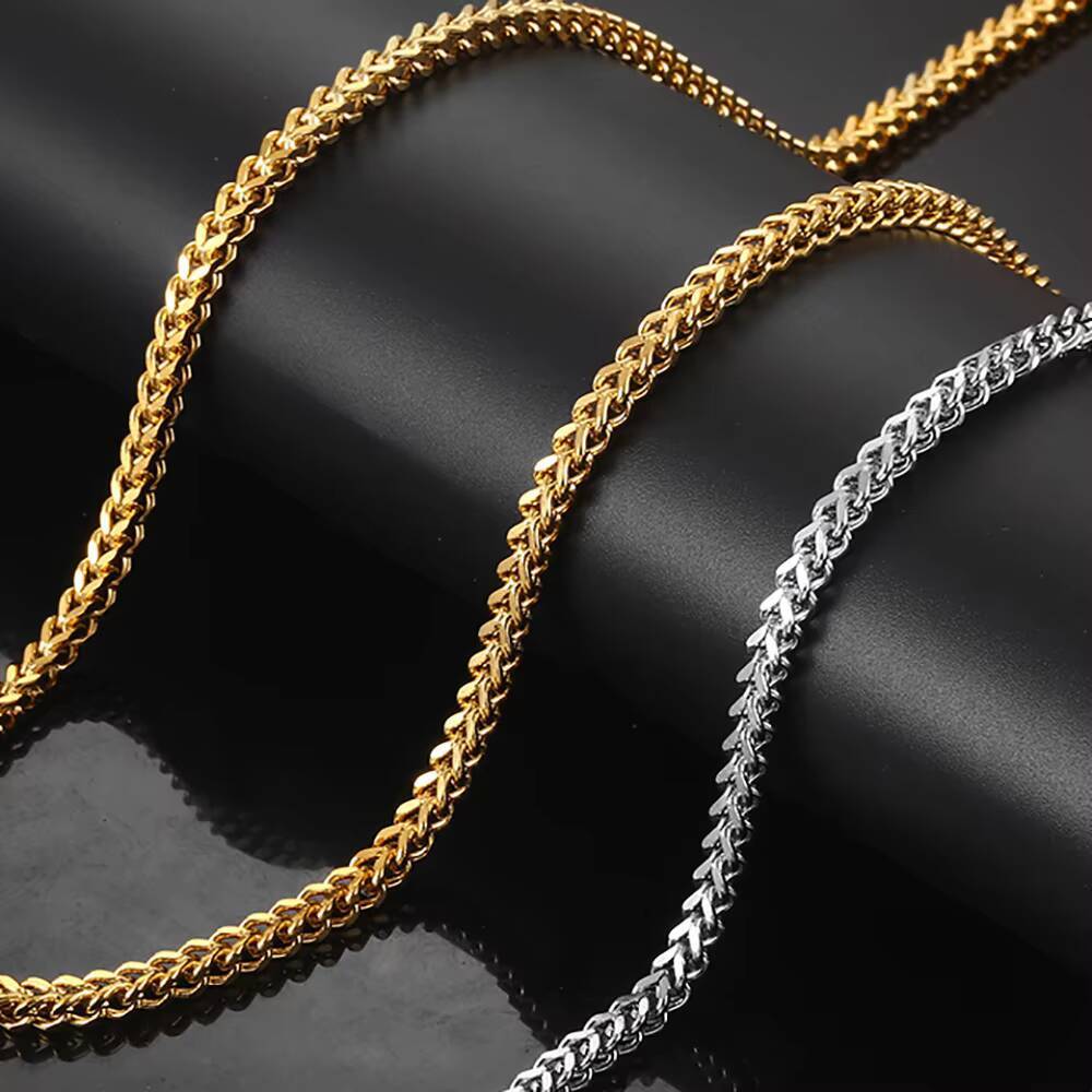 NUOAY Custom Franco Chain Necklace 18K Gold Plated Stainless Steel Hip Hop Womens Chain Necklace 4/5/6MM Wholesale Jewelry