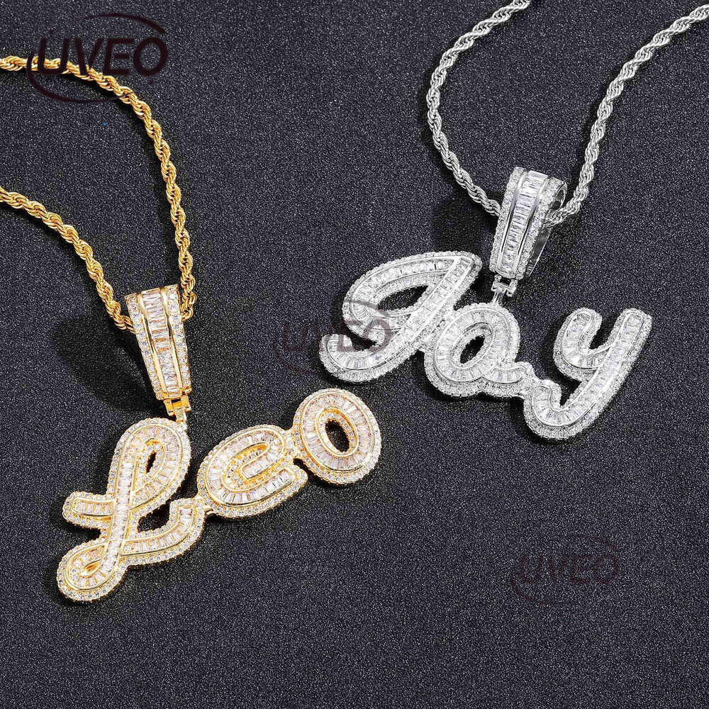 Luxury designer hip hop patchwork pendant Ice out VVS Moissanite ladder square Letter Men Women Hip hop necklace pendant