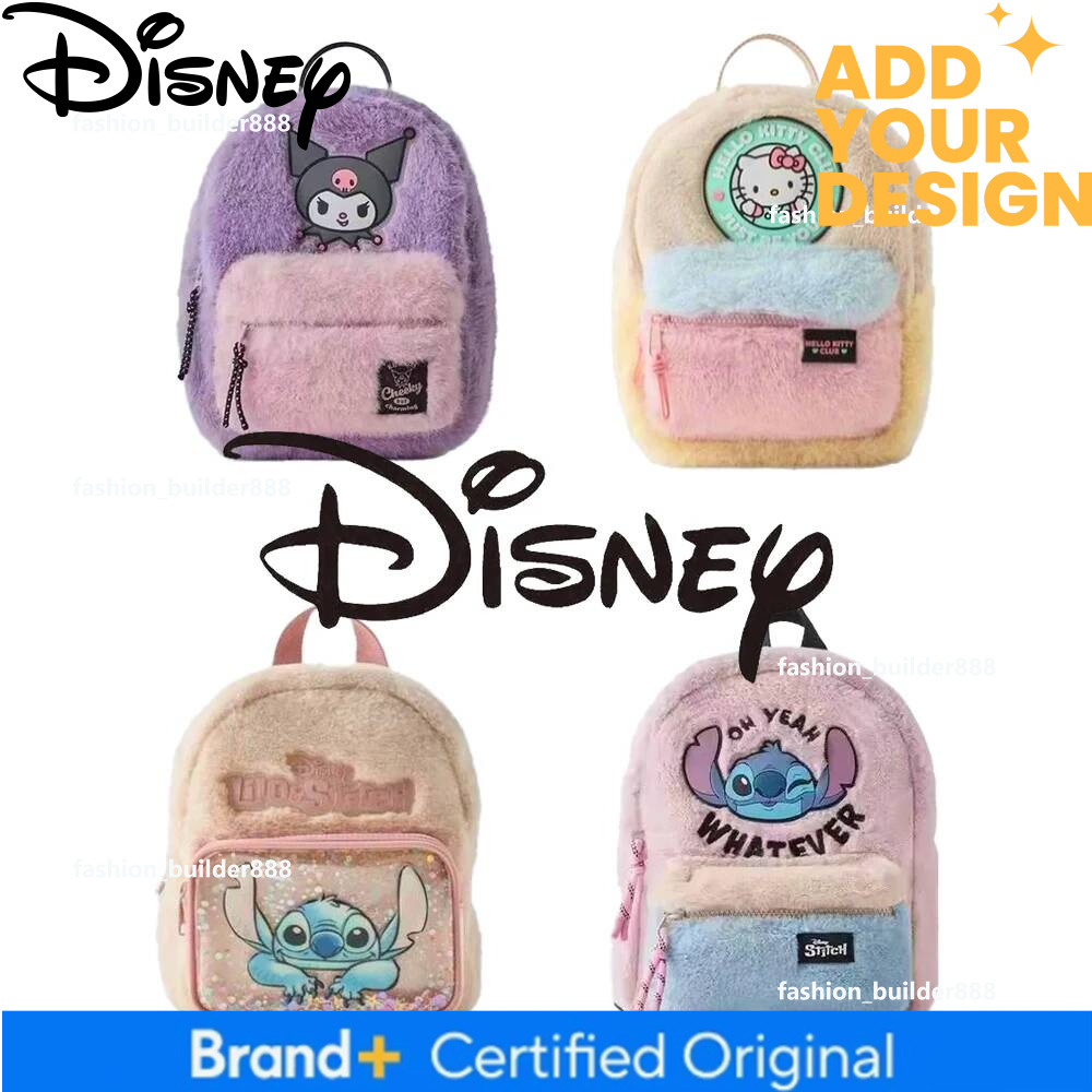Custom Disney Stitch Autumn New Plush Hello Kitty Cute Backpack, Shang Color Block Bag, Children's School Gift Backpack