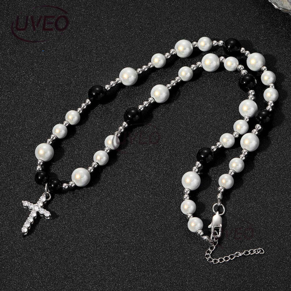 Luxury designer's new ice out VVS Moissanite sterling silver hip Hop necklace, cross collarbone chain, ABS reflective pearl necklace for men and 