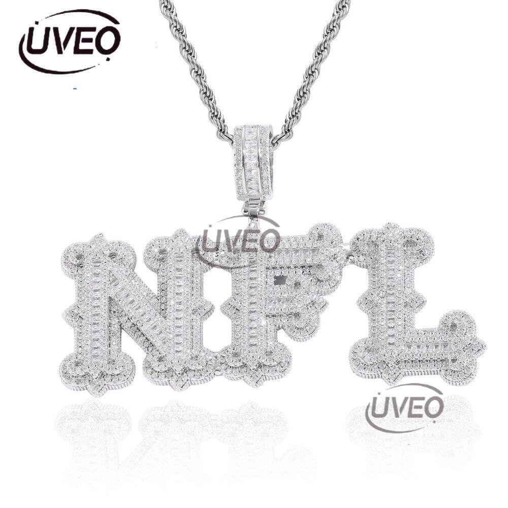 New Hip hop full Cloud pattern with spiny rock candy letter DIY patchwork Ice out VVS Moissanite combination pendant letter necklace Free delivery