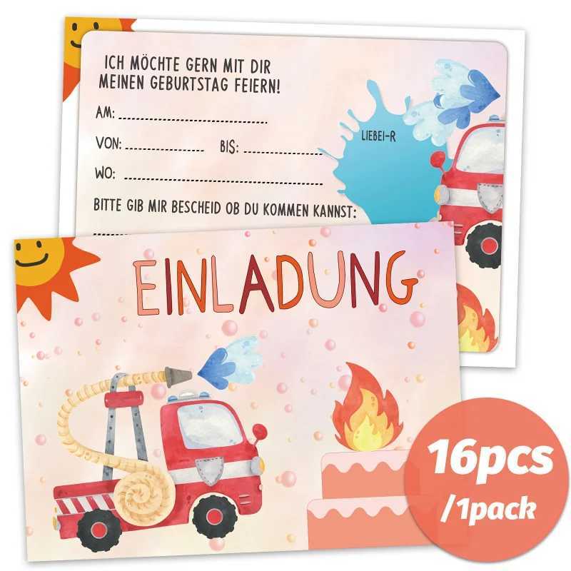 16 Pieces Anime Fire Brigade Invitation Cards Exquisite Fire Brigade Pattern Design Personalized Paper Material G251119