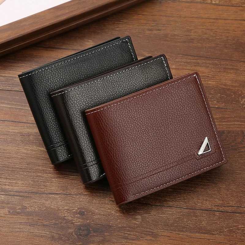 New in 1pc Mens Wallet Short Money Clip Business Casual Horizontal PU Leather Clip Fashion Large Capacity Soft Leather WalletT251119