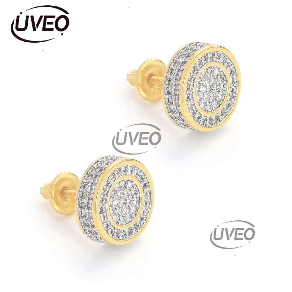 Luxury needle round earrings for men and women filled with ice out of VVS Moissanite Free delivery