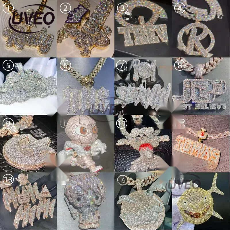 Fine Jewelry Custom Iced Out VVS Moissanite Dia Hip Hop Gold Plated Sterg Sier Letter Pendant Men