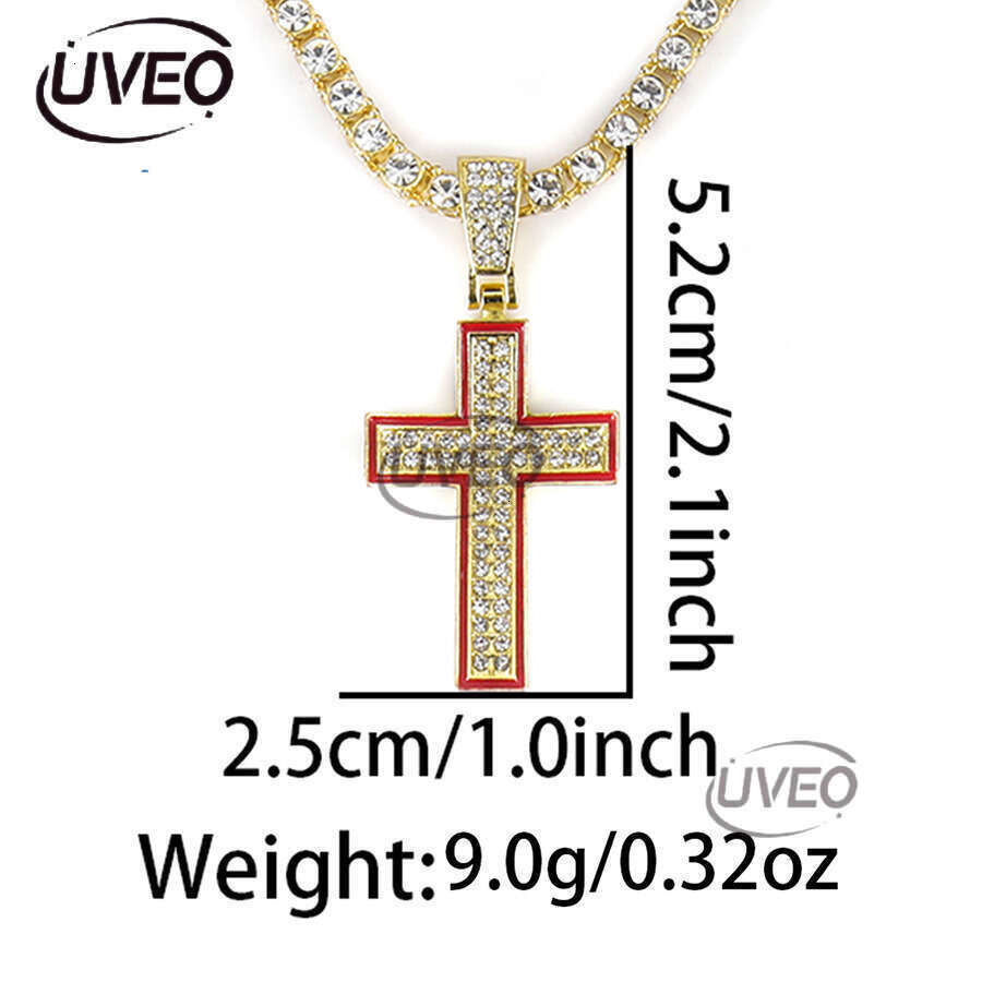 German Baguette Moissanite chic fashion jewelry Iced eye-catching pearl 925 sterling silver Gothic cross chain necklace Free delivery