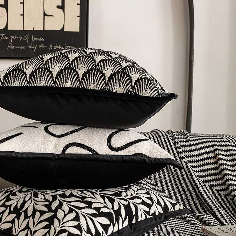 Bohemian Jacquard Cover Black White Ins Style Sofa Cushion Living Room Bedroom Decor Luxury Geometric Throw CaseM251119