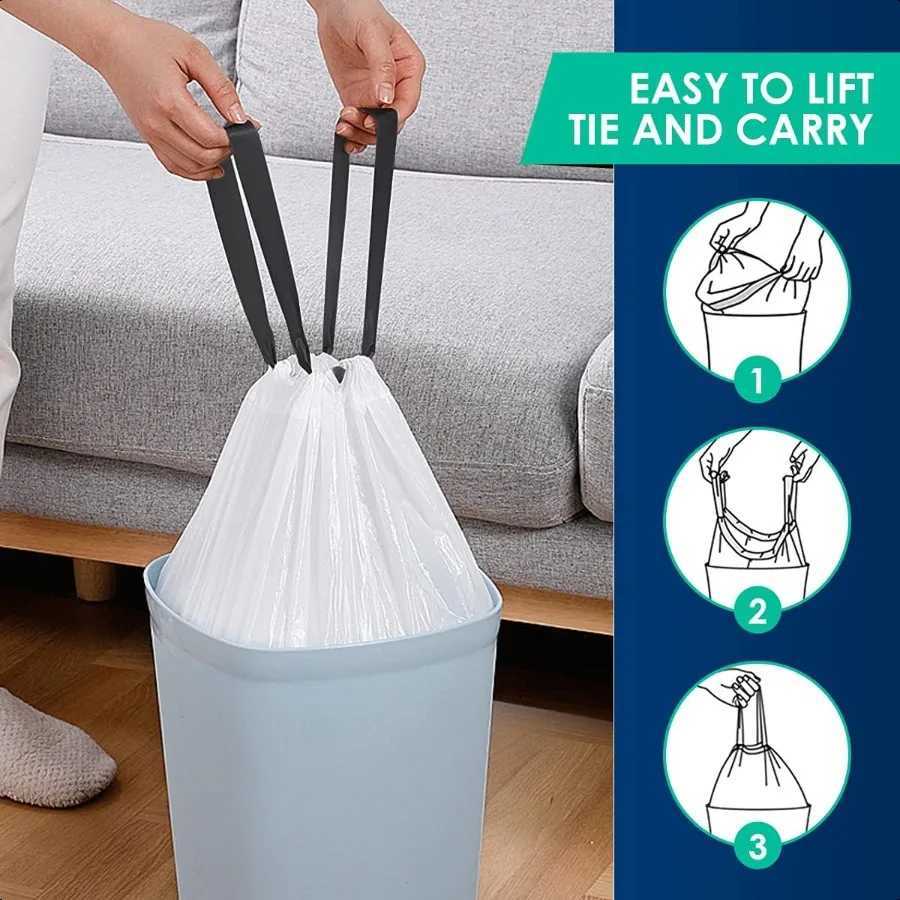 5 Gallon 80 Counts Strong Drawstring Trash Bags Garbage Bags by Small Plastic Bags Trash Can Liners for Home Office Kitchen Bat C251119