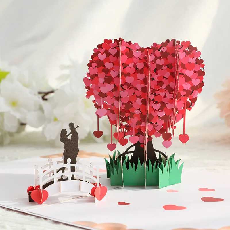 Love Postcard 3D Pop UP Greeting Cards Wedding Birthday Anniversary for Couples Wife Husband Handmade Valentines Day Gift G251119